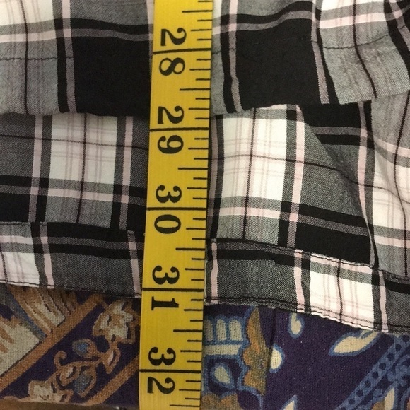 LOFT Women’s Tunic Split Sleeves with Ties Boat Neck Black White Plaid XXL - Picture 10 of 12